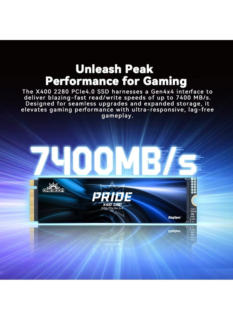 كينجس بيك محرك أقراص KingSpec ONEBOOM PRIDE سعة 1 تيرابايت PCIe 4.0 NVMe SSD – Gen 4x4 M.2 2280 داخلي للألعاب، سرعة قصوى 7400 ميجابايت/ثانية، - Image 4